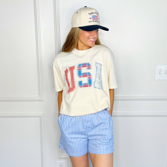 USA Patchwork Cropped Tee