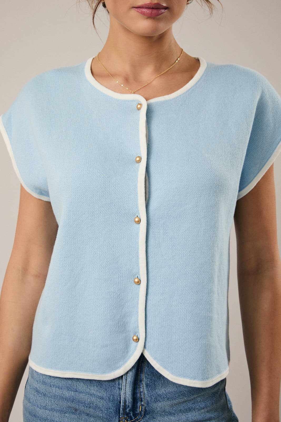 Lila Button Shoulder Knit Top