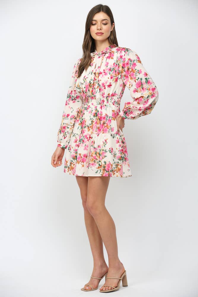 Sienna Bloom Tie-Neck Dress