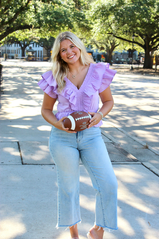 Sassy Poplin Detail Knit Top