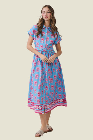 Magnolia Border Floral Midi Dress
