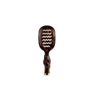 Wooden hairbrush with tortoiseshell handle on a white background