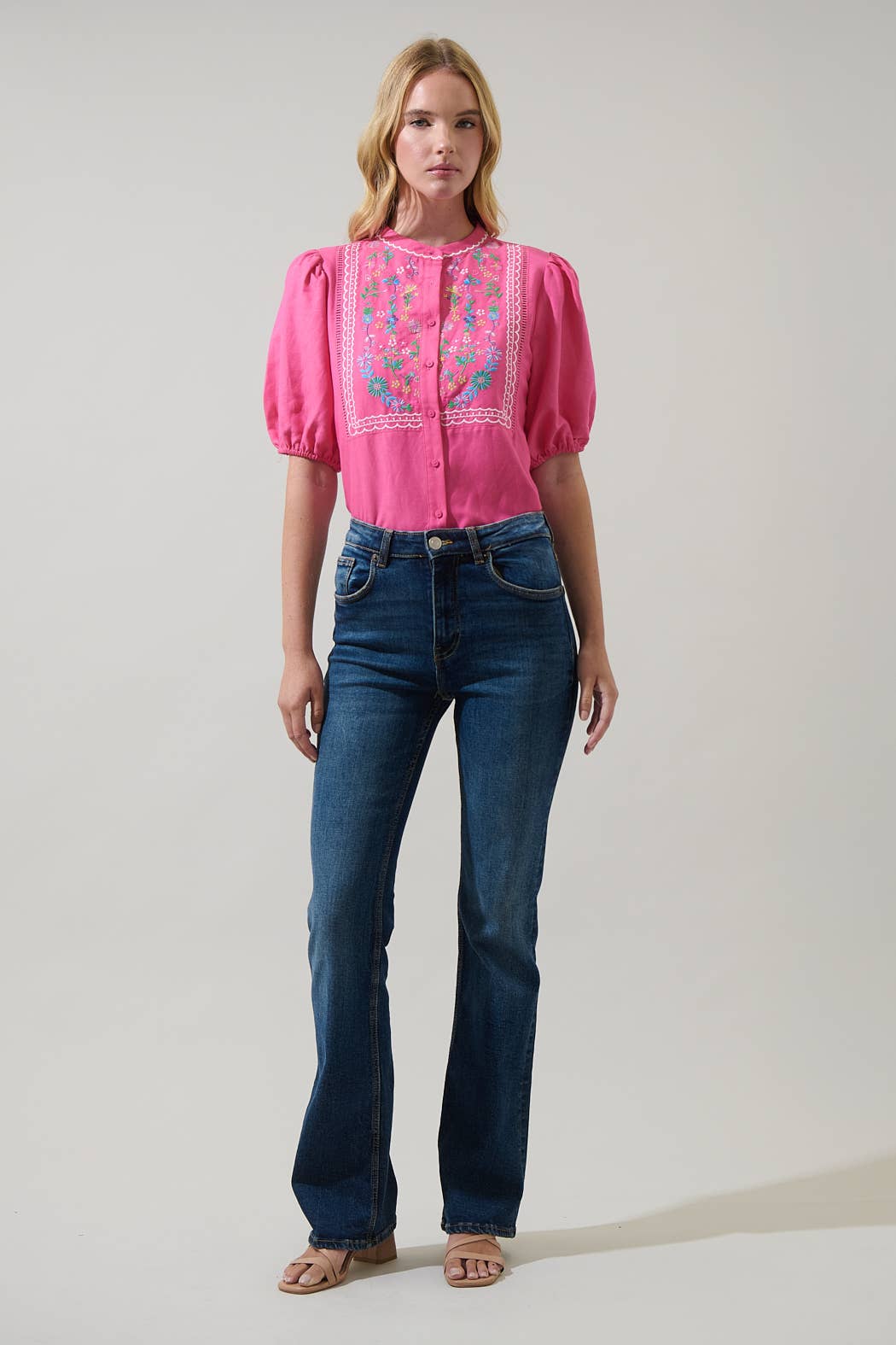 Kenedy Embroidered Puff Sleeve Top