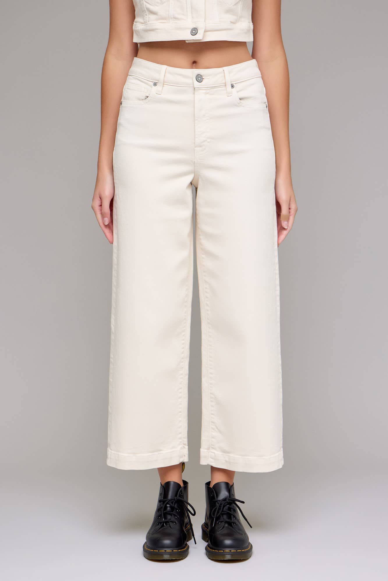 Ecru Clean Stretch Cropped Wide leg