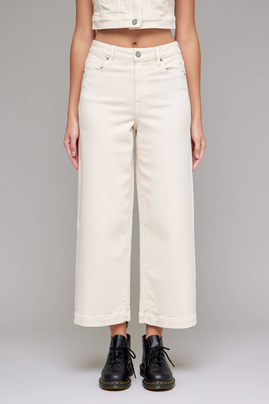 Ecru Clean Stretch Cropped Wide leg