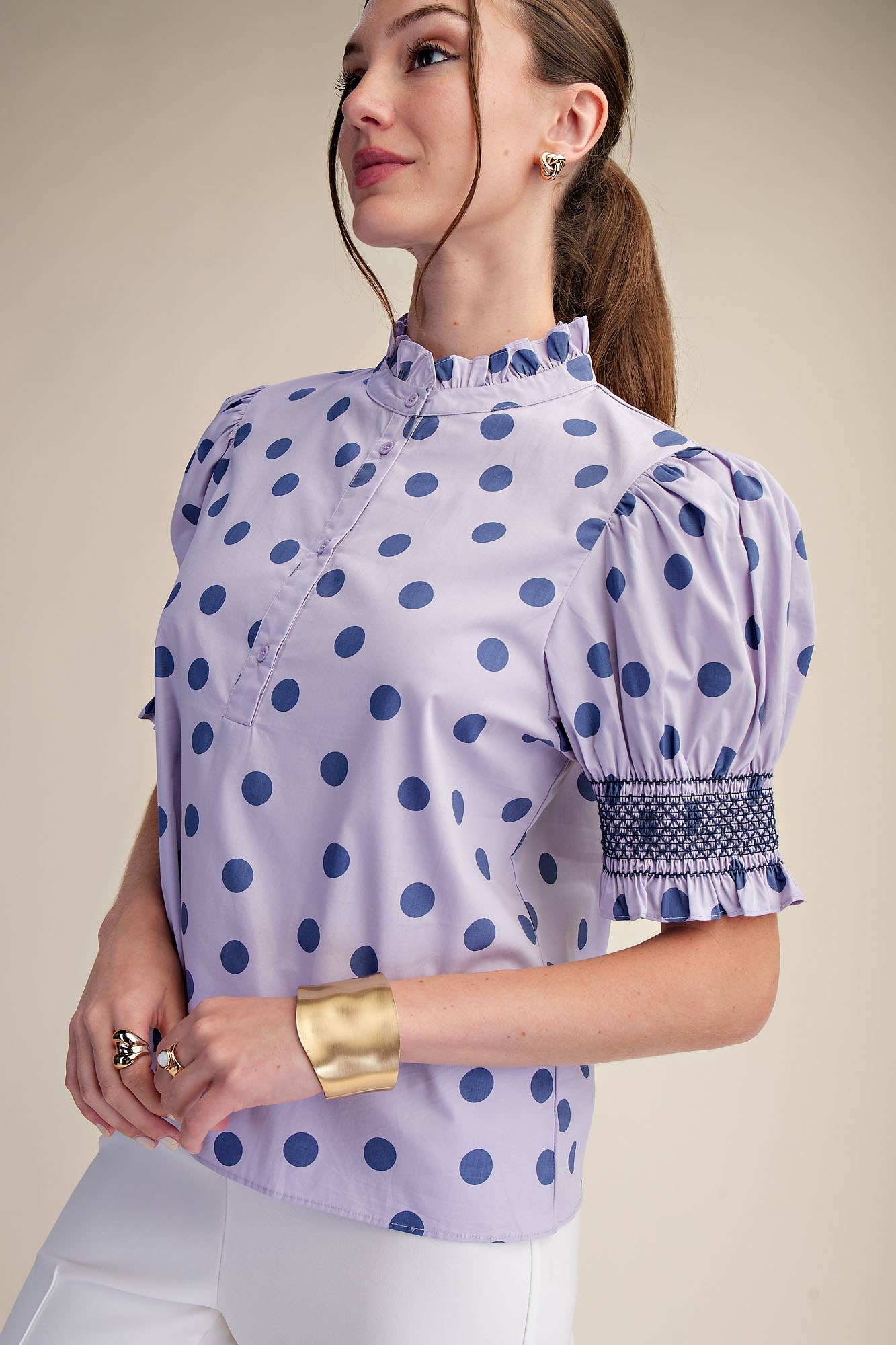 Rosalie Polka Dot Ruffle Blouse