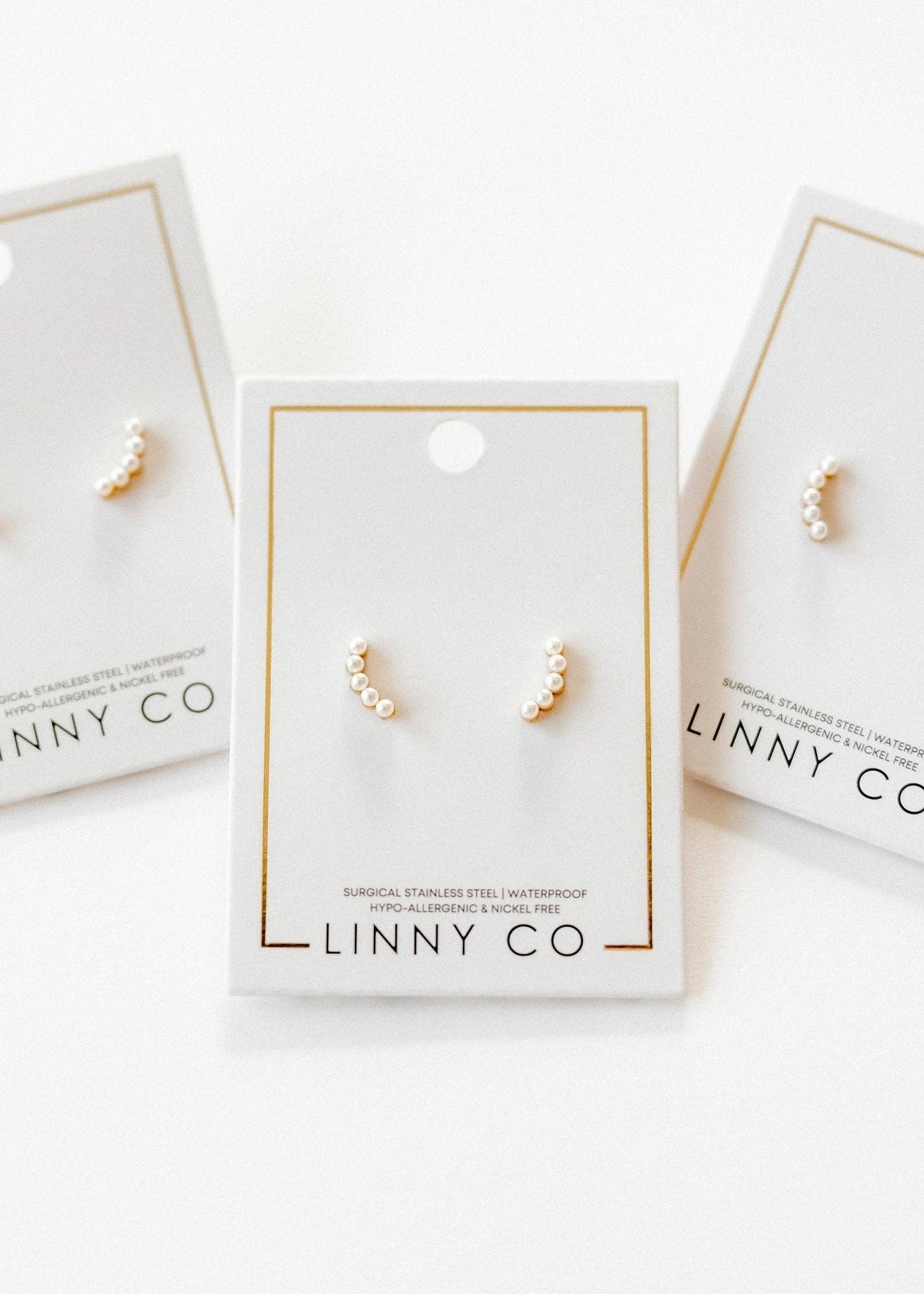 Screwback Stud Earrings - Abigail Pearl Gold