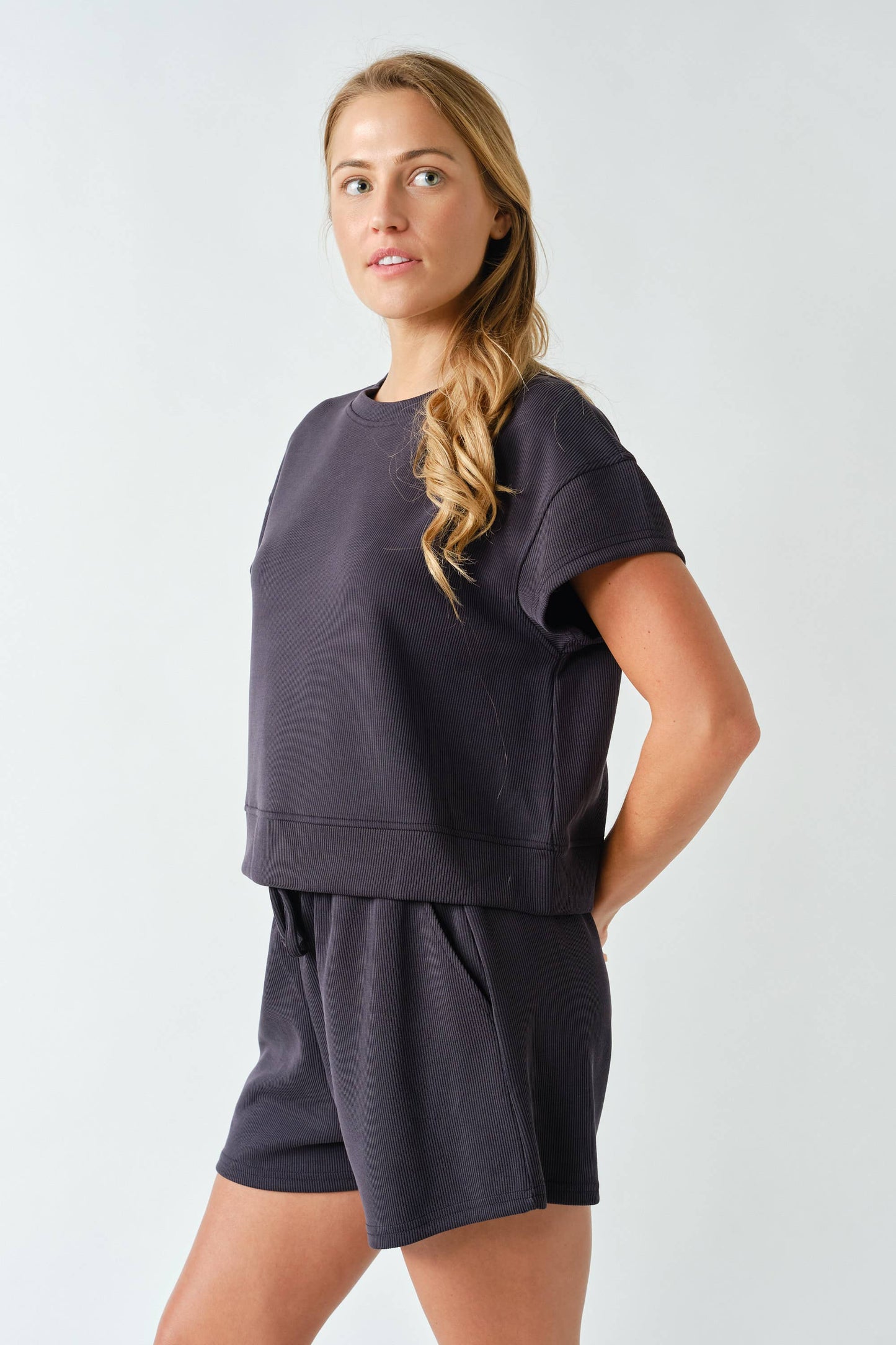 Luxe Sand Wash Rib Classic Tee Set