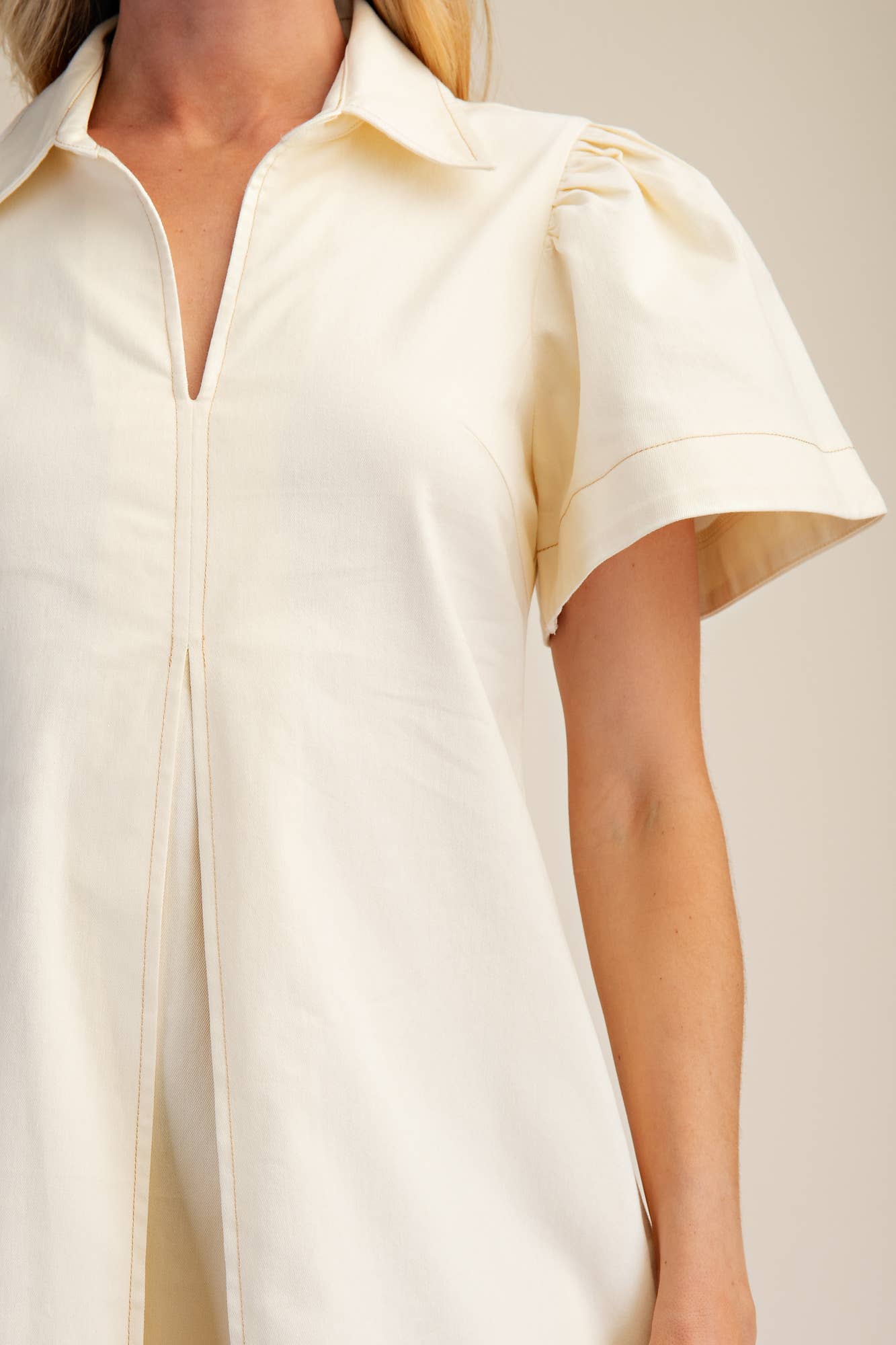 The Pleated Charm Collar Mini Dress