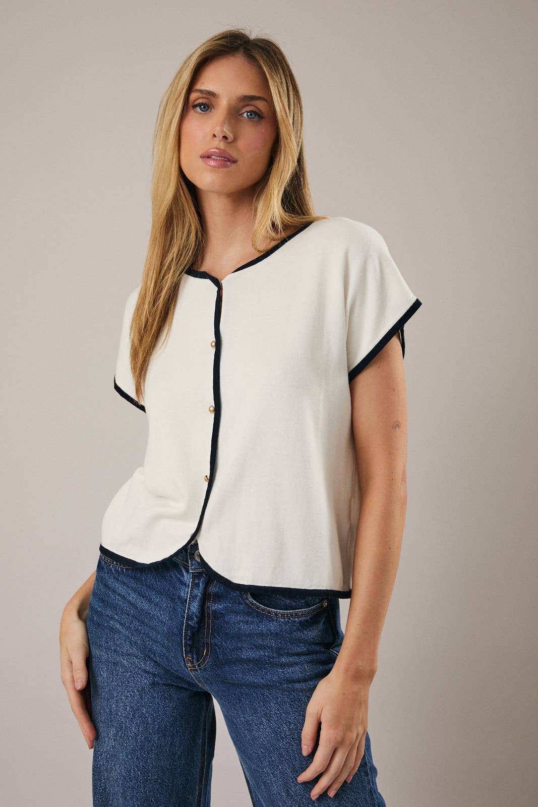 Lila Button Shoulder Knit Top