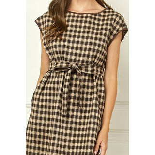 Sutton Checker Knit Belted Mini Dress