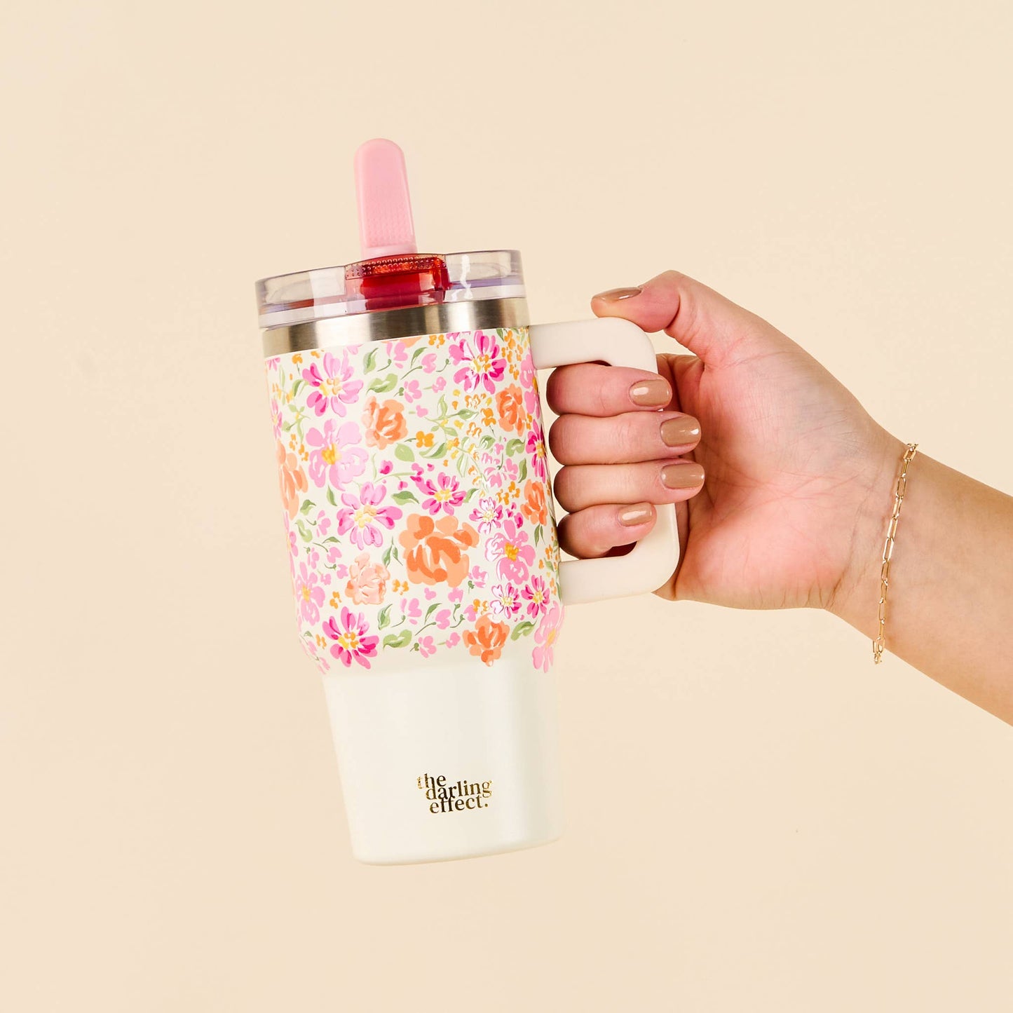 20 oz Lifestyle Flip Straw Tumbler-Secret Garden Pink