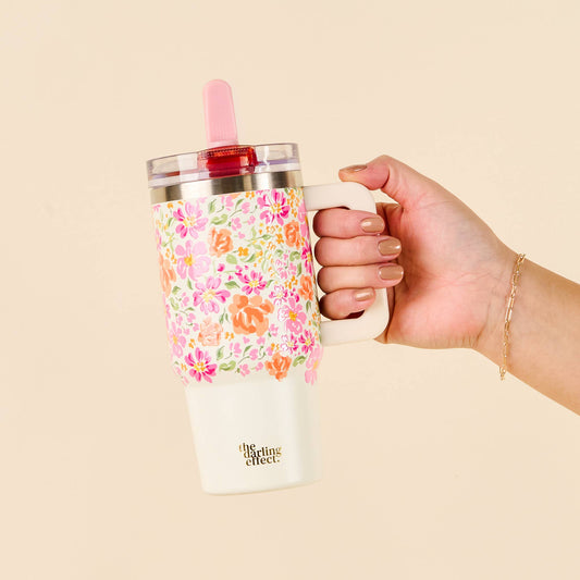 20 oz Lifestyle Flip Straw Tumbler-Secret Garden Pink