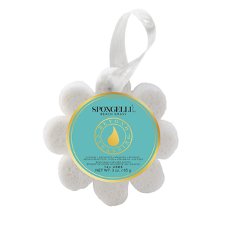 Spongelle Beach Grass bath bomb with a label on a white background
