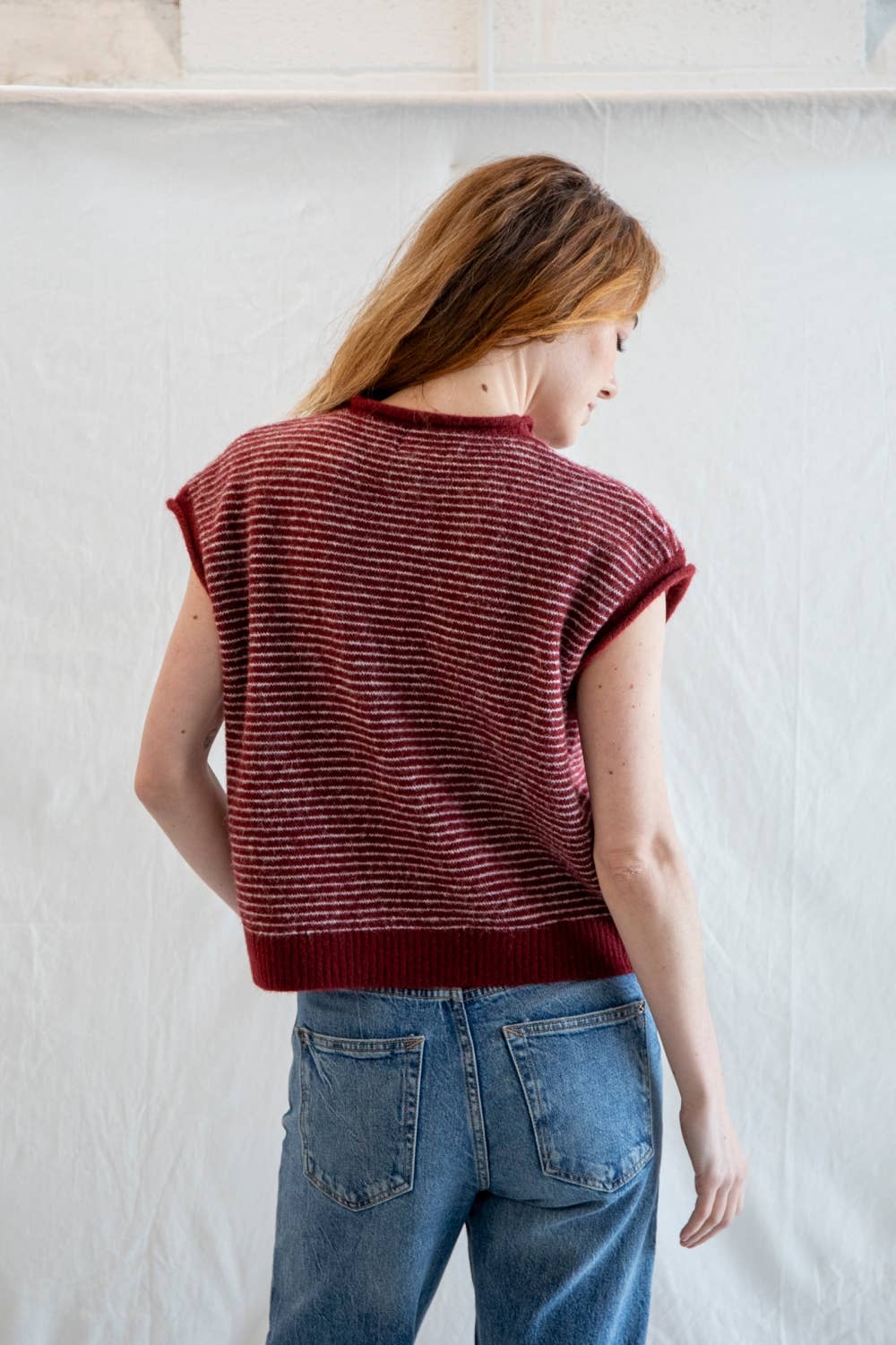 Piper Vest Cardigan - Pin Stripe