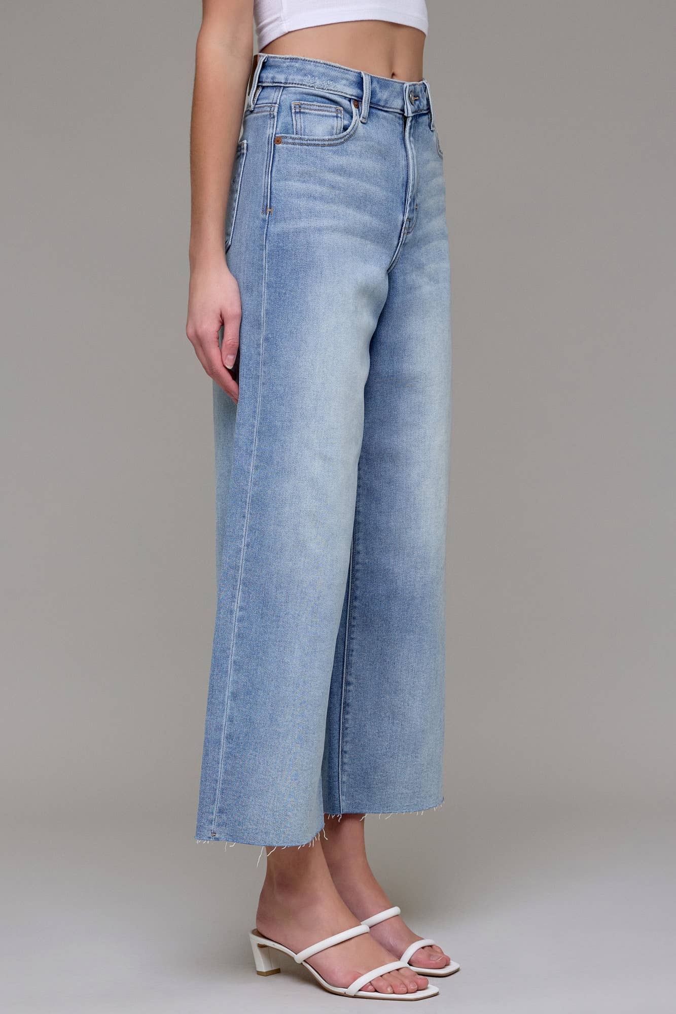 Palmer Light Wash Cropped Wide Leg Jeans