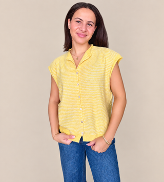 Piper Vest Cardigan - Pin Stripe