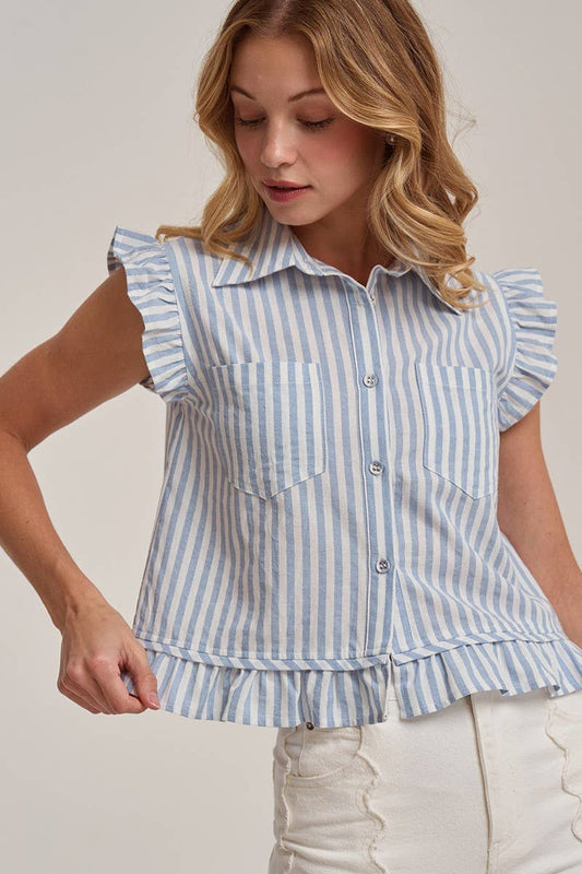 Caroline Stripe Sleeveless Blouse