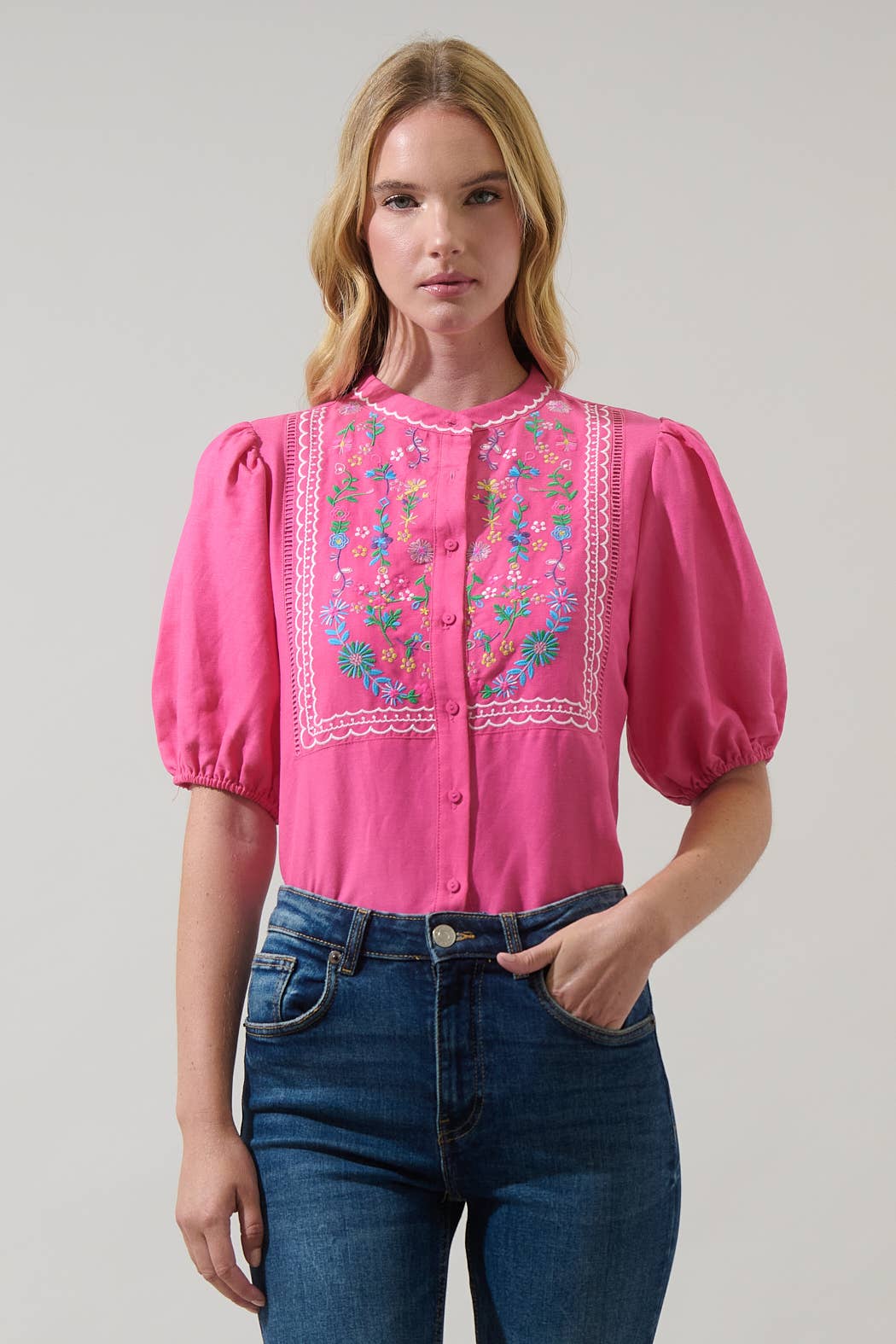Kenedy Embroidered Puff Sleeve Top