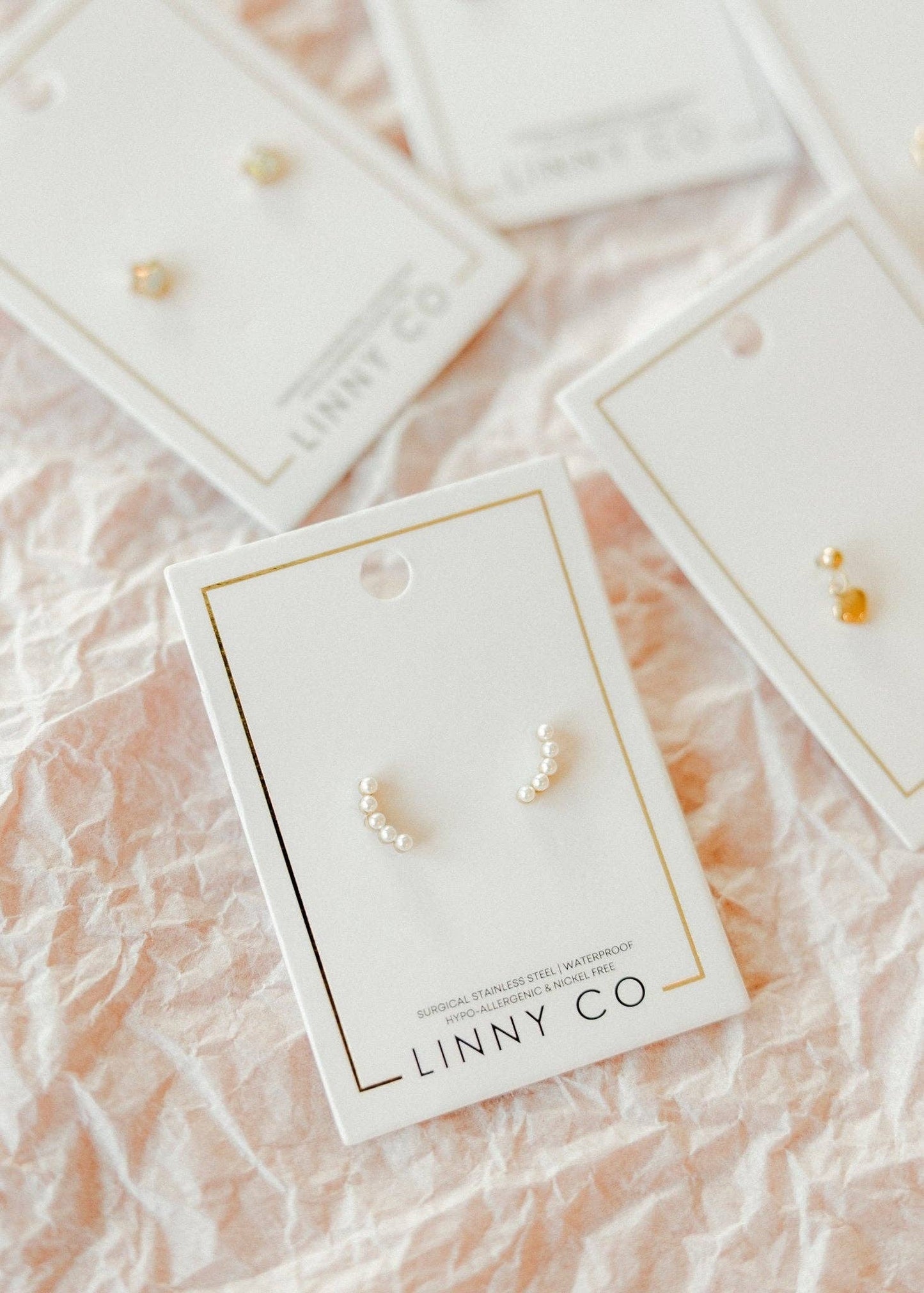 Screwback Stud Earrings - Abigail Pearl Gold