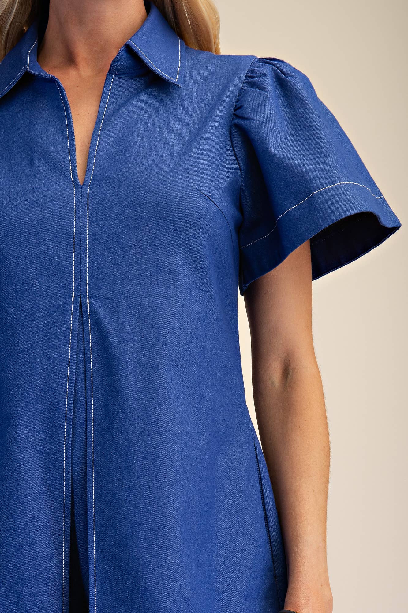 The Pleated Charm Collar Mini Dress