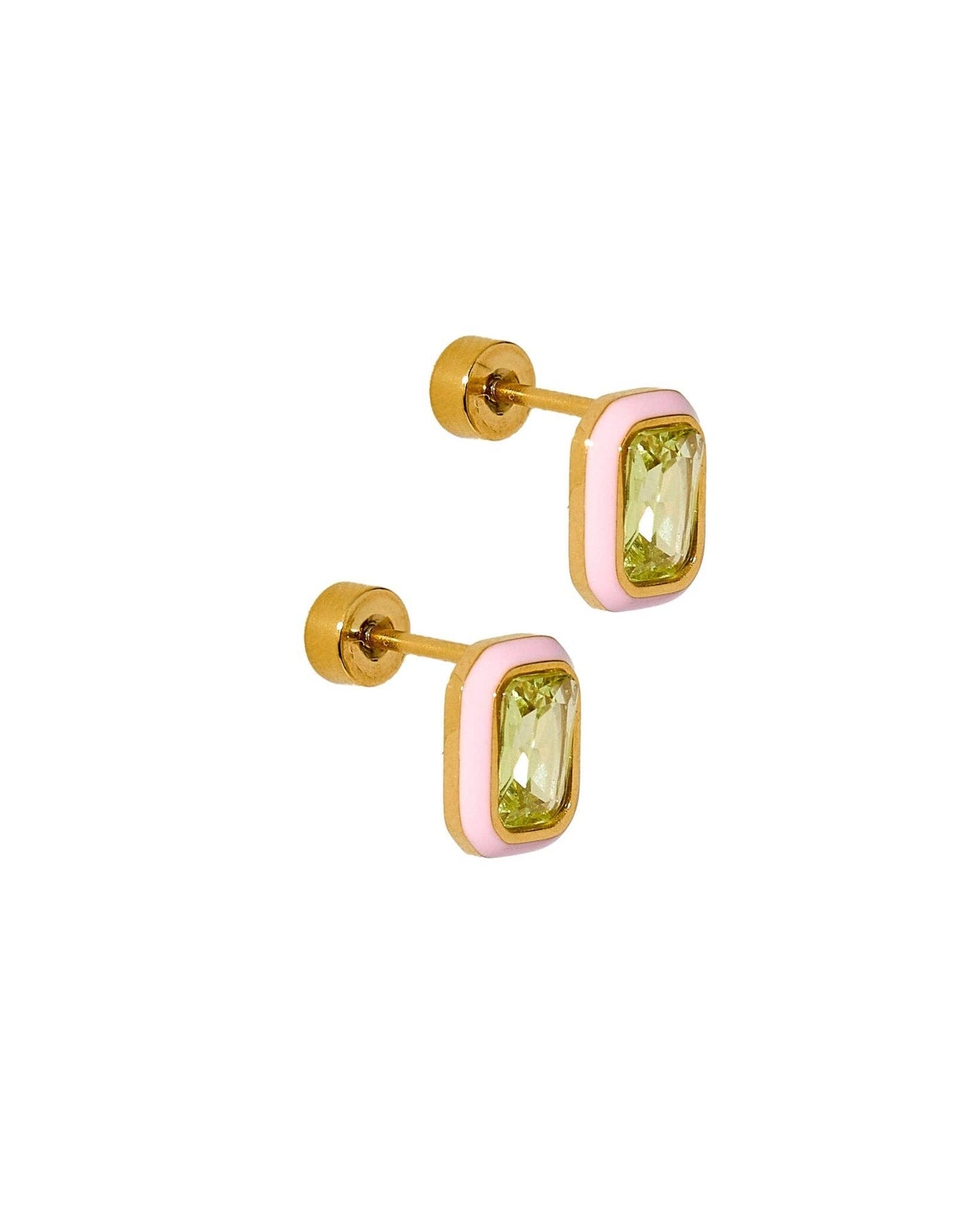Screwback Stud Earrings - Whitney Pink Apple
