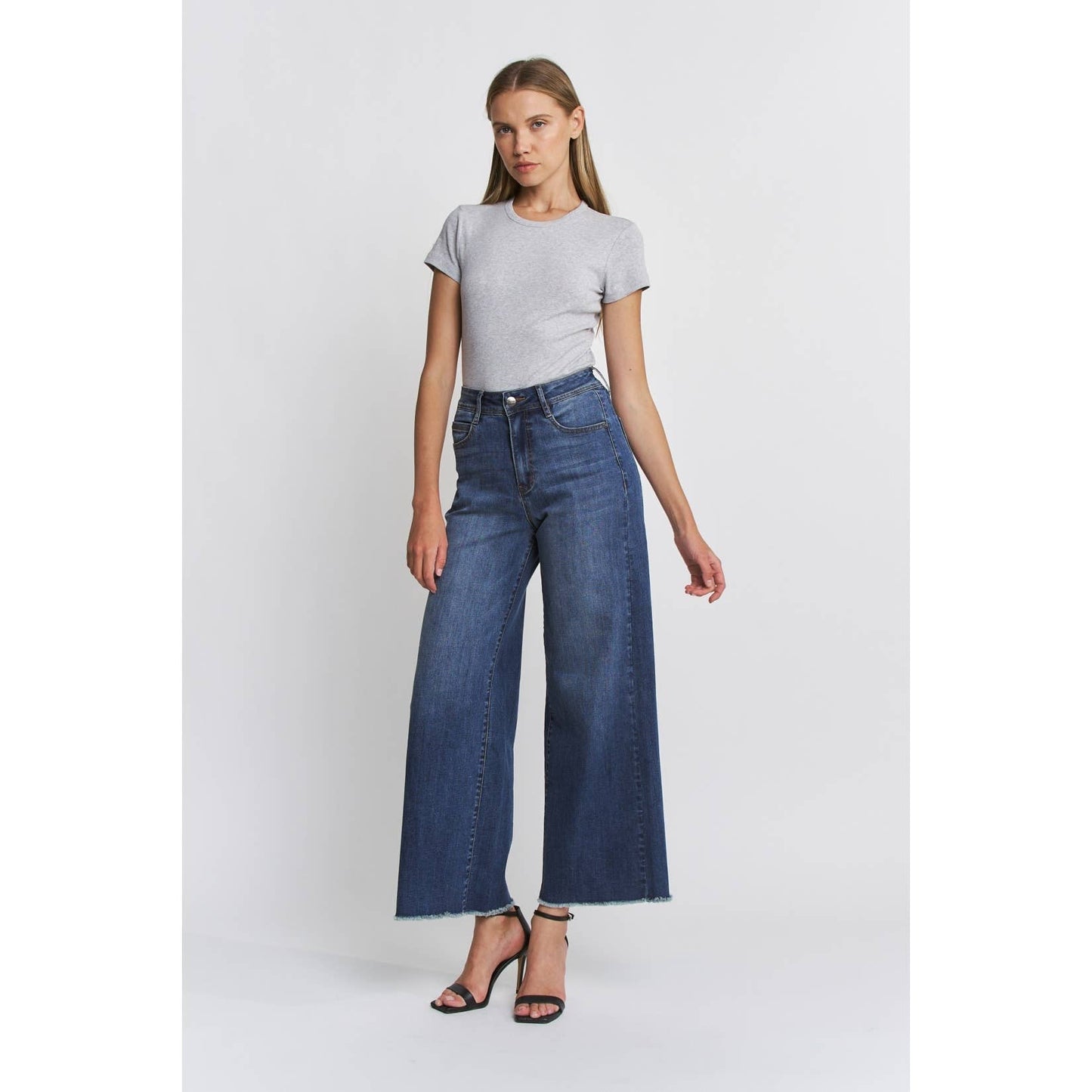 Sandi SUPER HIGH WIDE LEG ANKLE RAW HEM