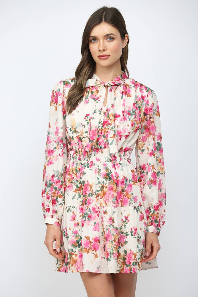 Sienna Bloom Tie-Neck Dress