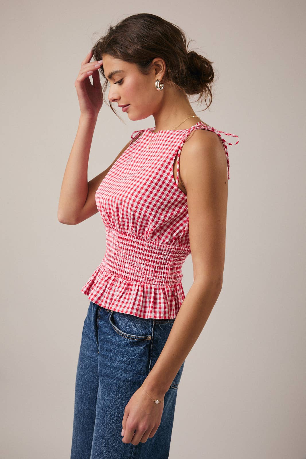 Maeve Smocked Gingham Top