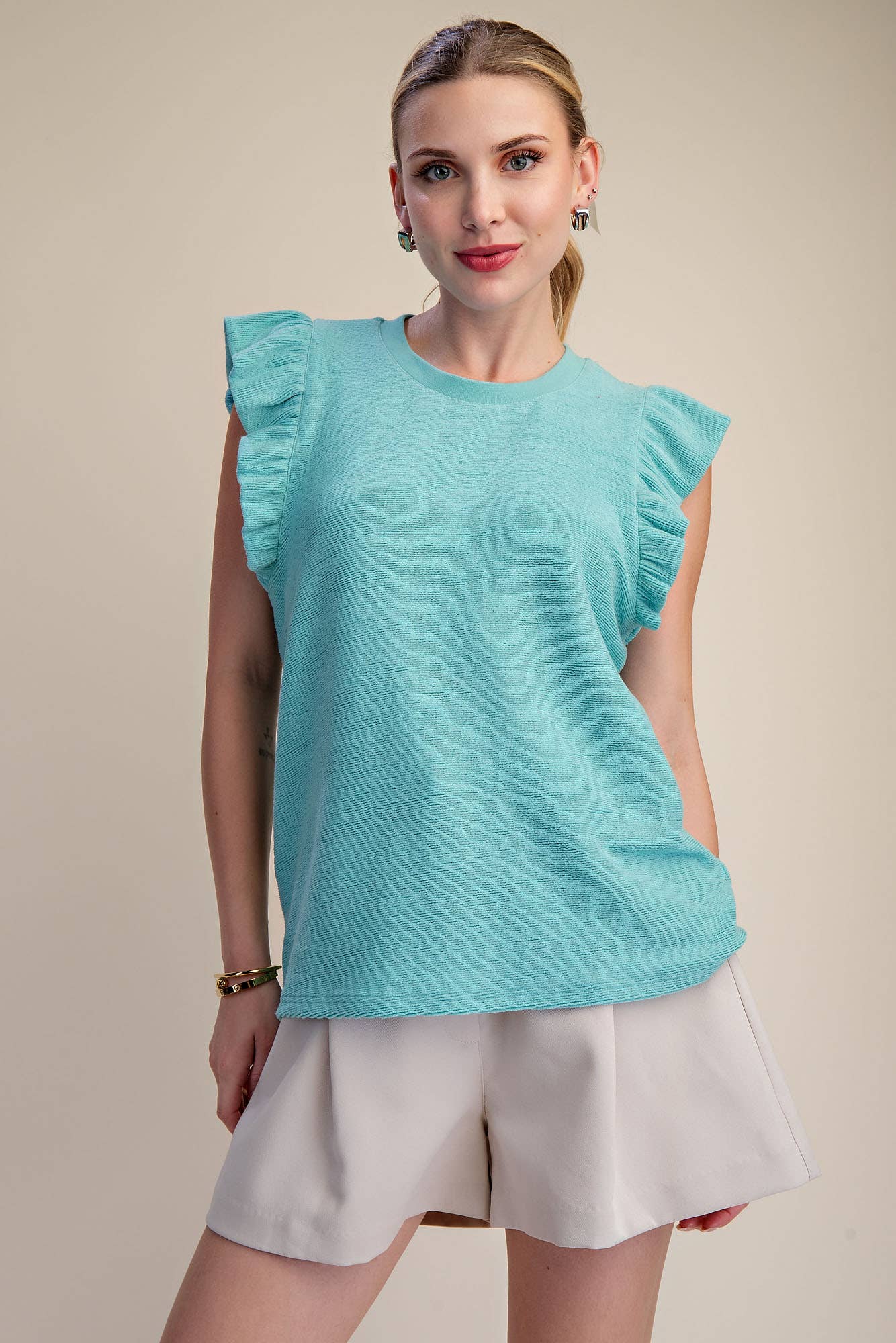 Lennox Brushed Ruffle Sleeve Top