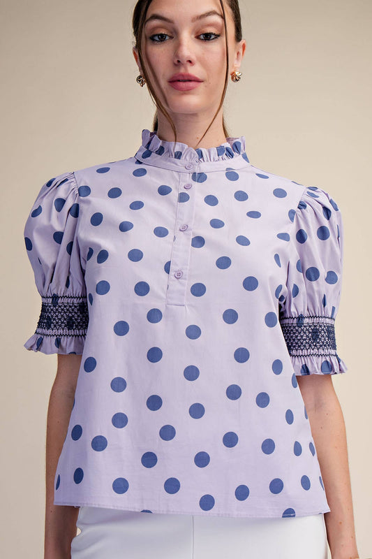 Rosalie Polka Dot Ruffle Blouse