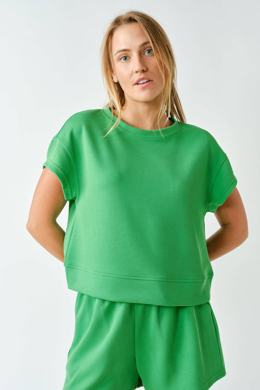 Luxe Sand Wash Rib Classic Tee Set