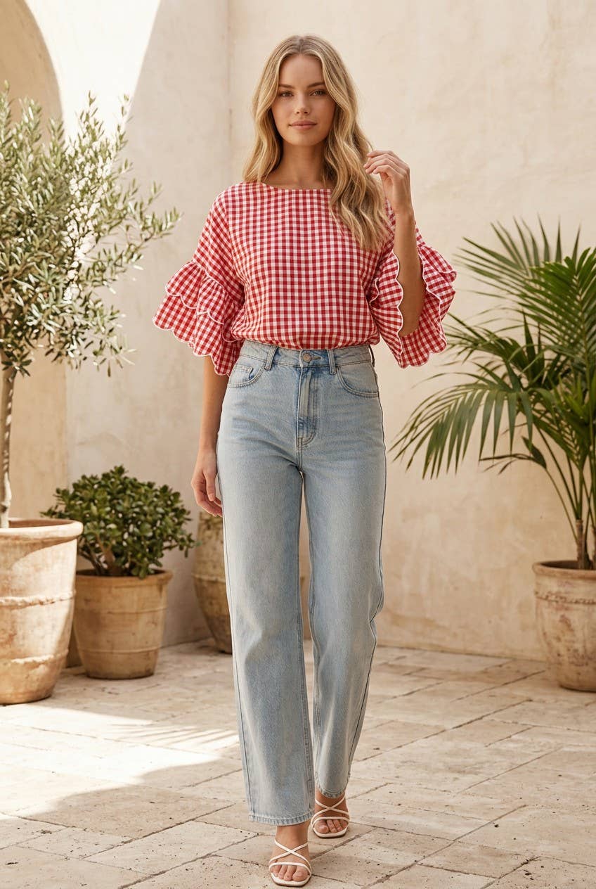 Charming Gingham Scallop Edge