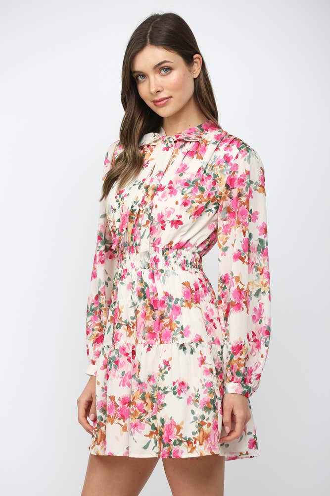 Sienna Bloom Tie-Neck Dress