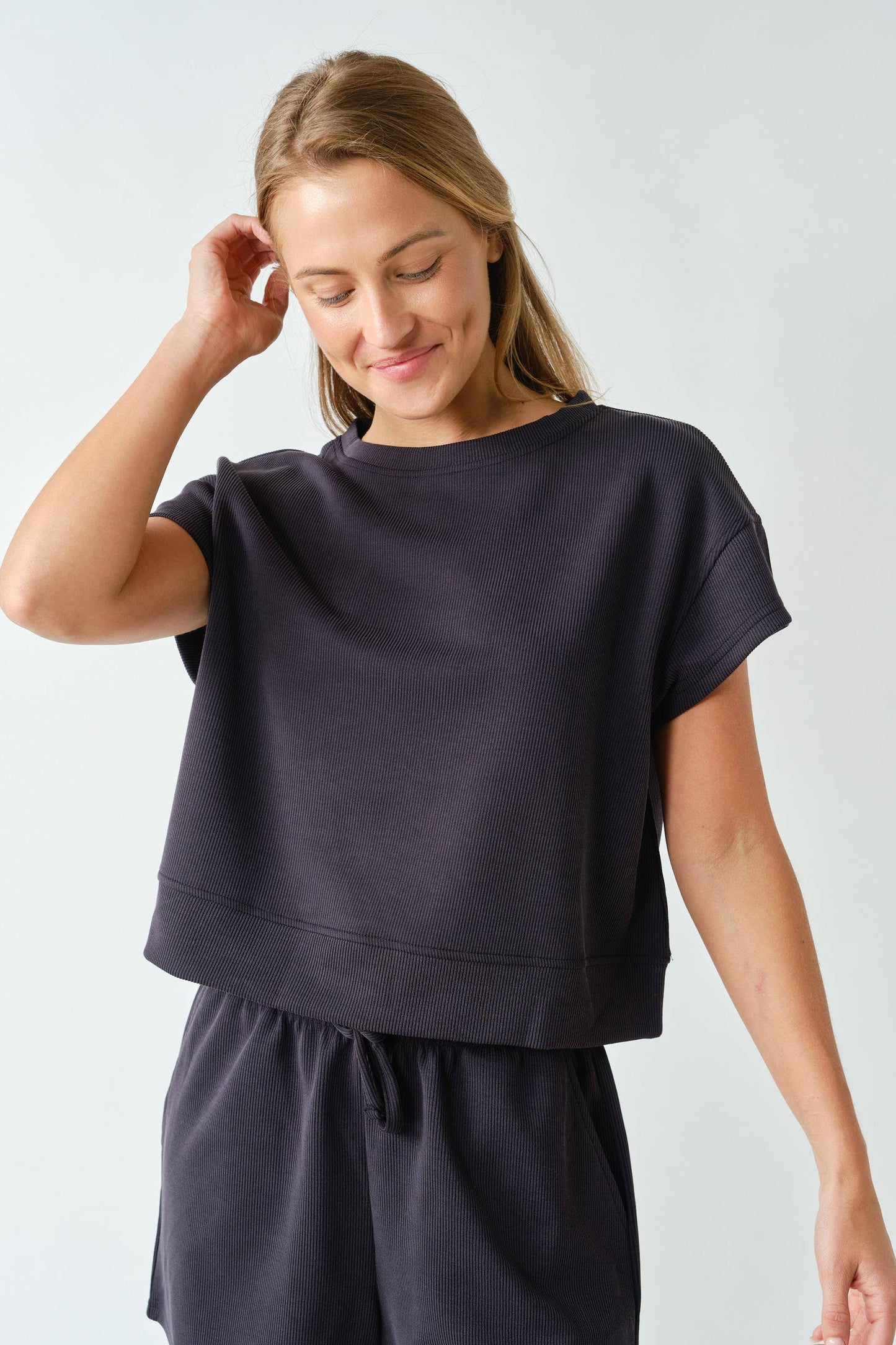 Luxe Sand Wash Rib Classic Tee Set