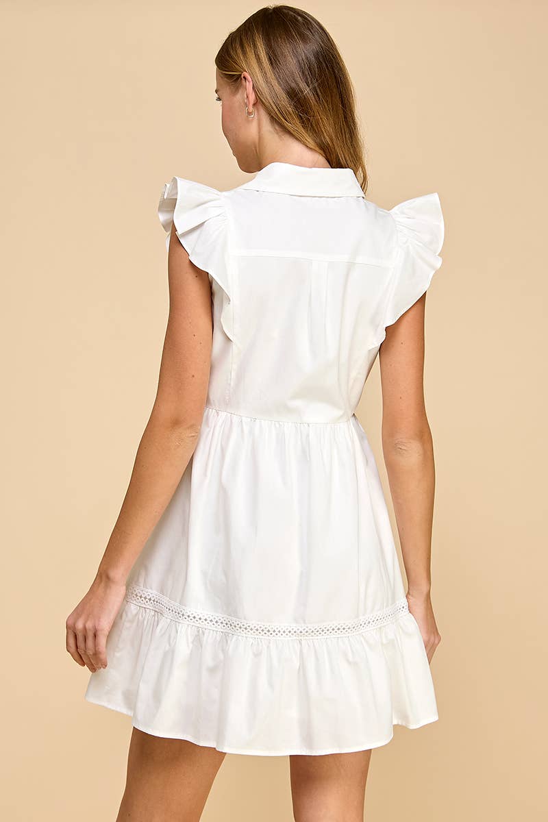 Ella Ruffle Sleeve Shirt Dress