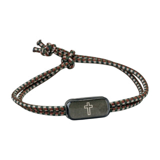 Bracelet with a knot and cross charm on a white background