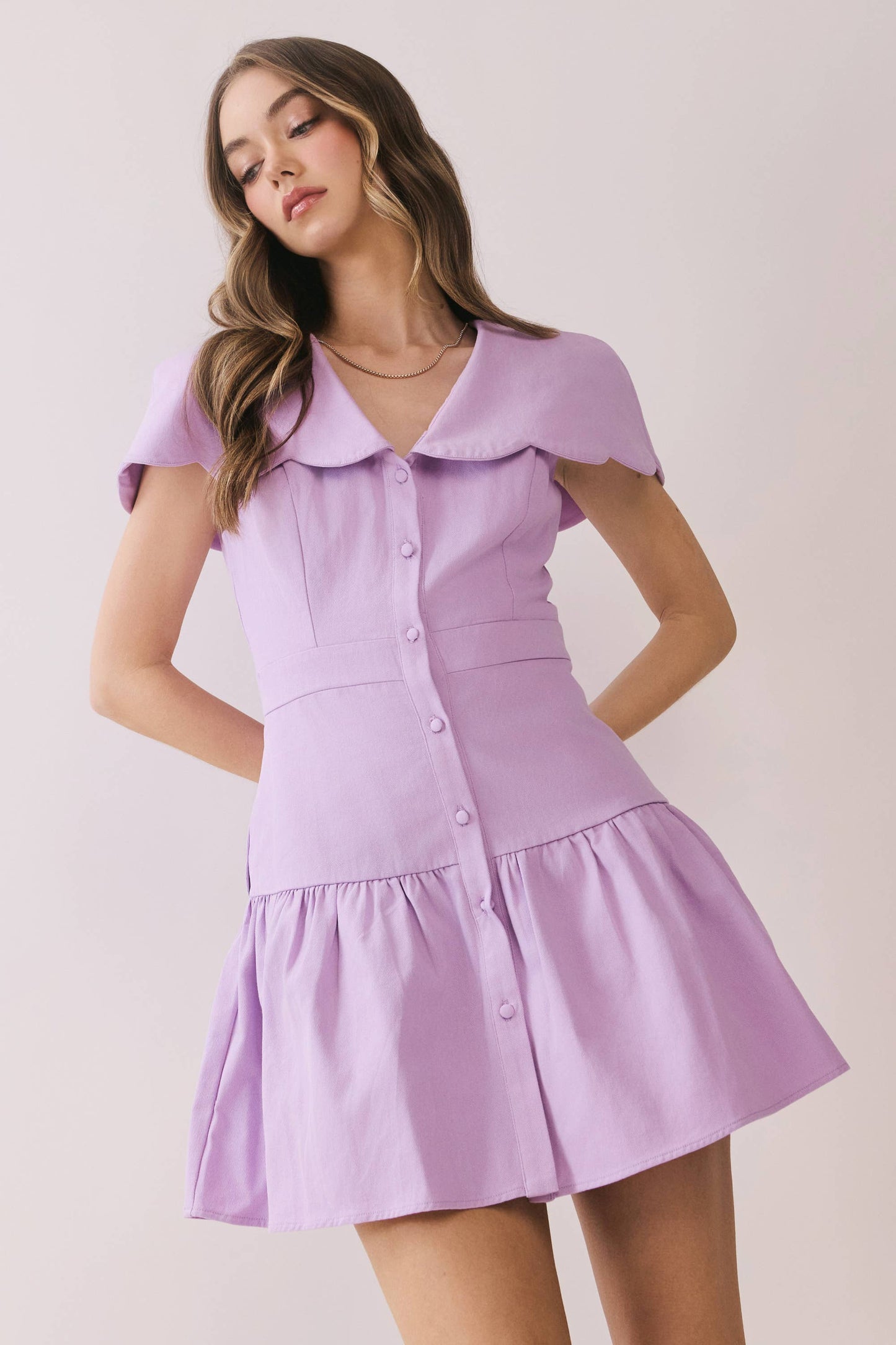 Scalloped Collar Mini Dress
