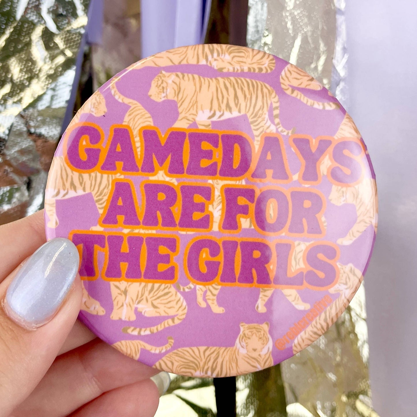 Gameday Girls - Purple & Orange Tigers - Game Day Button