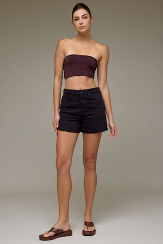 Riley Black Side Slit Mom Shorts