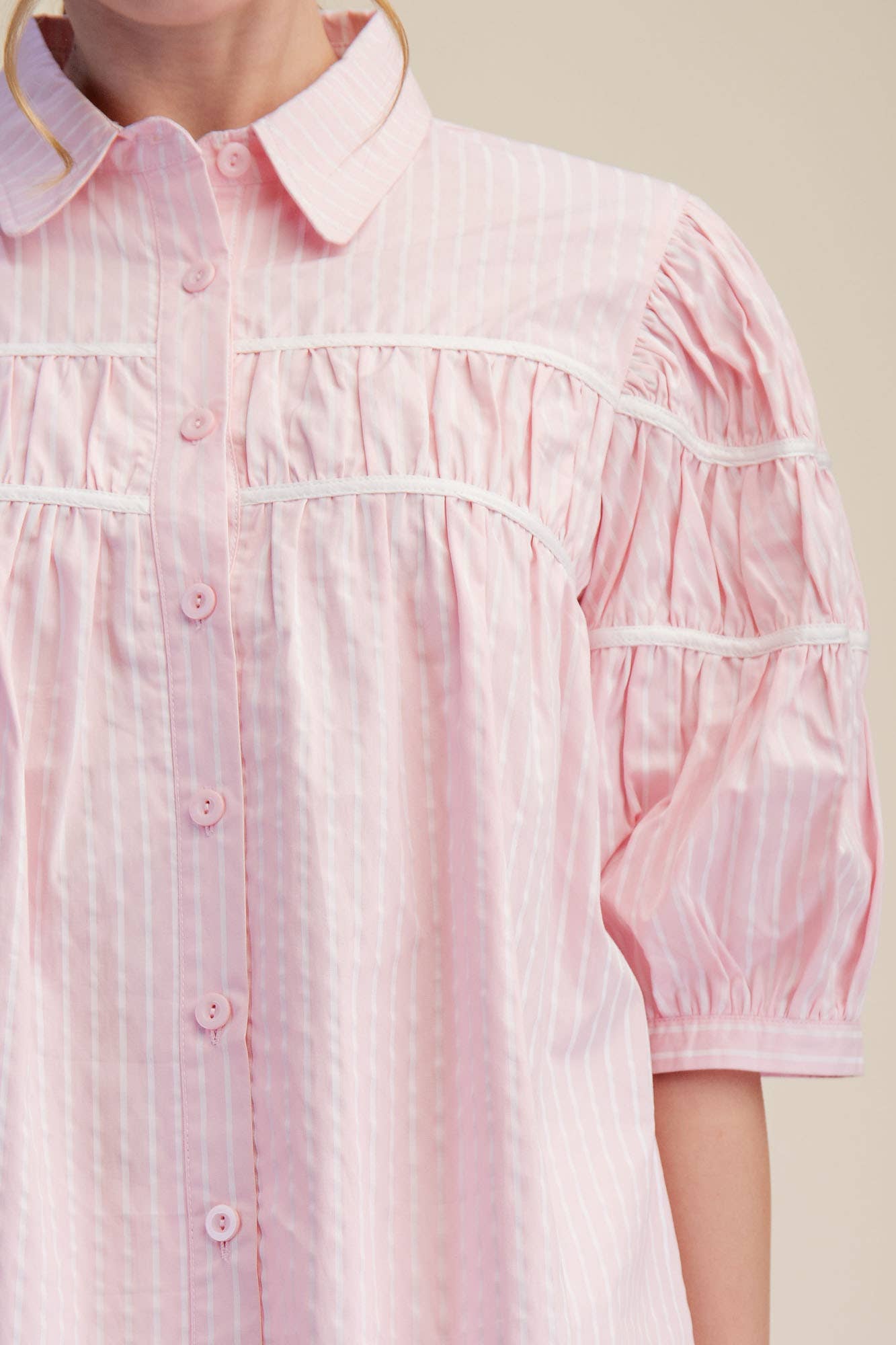 Blaire Contrast Stripe Puff Sleeve Blouse