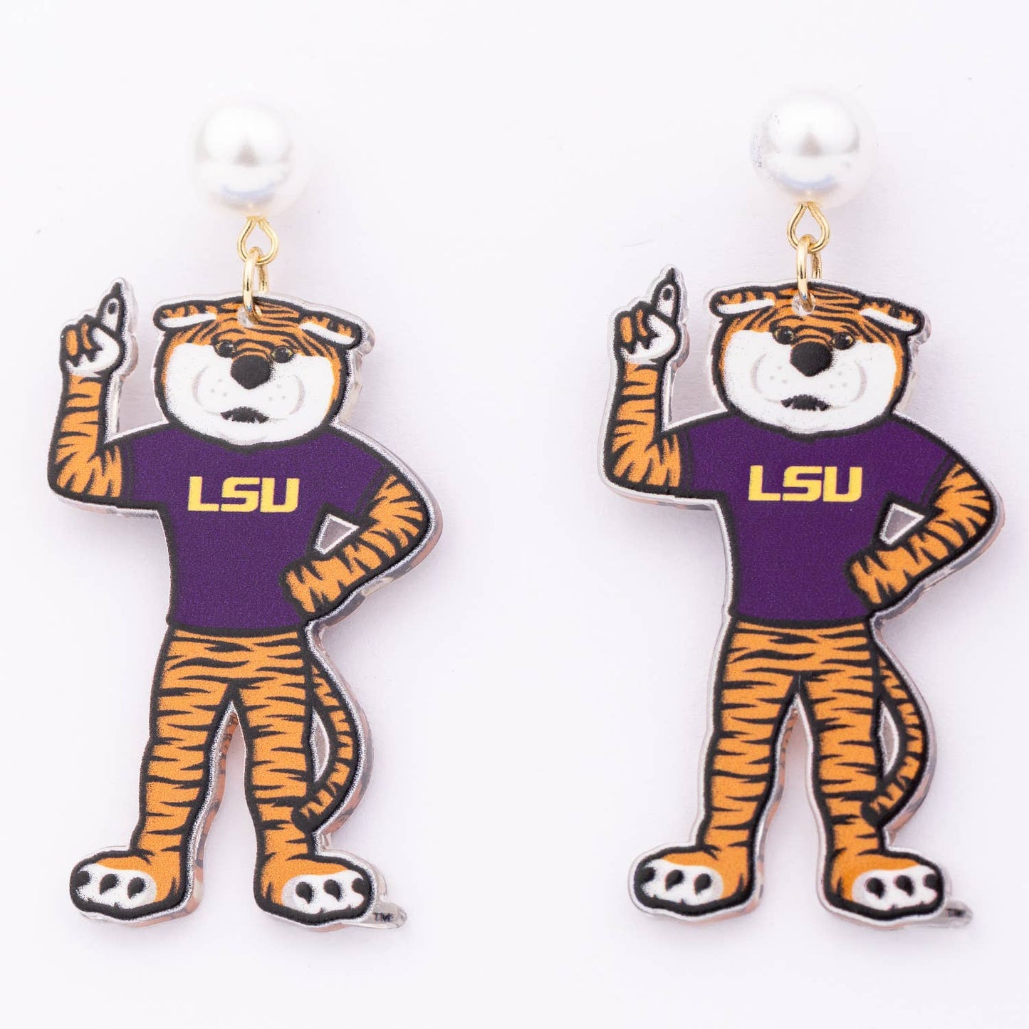 Earrings  Mike the Tiger  Pearl Drop