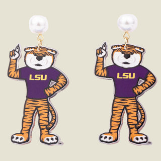Earrings  Mike the Tiger  Pearl Drop