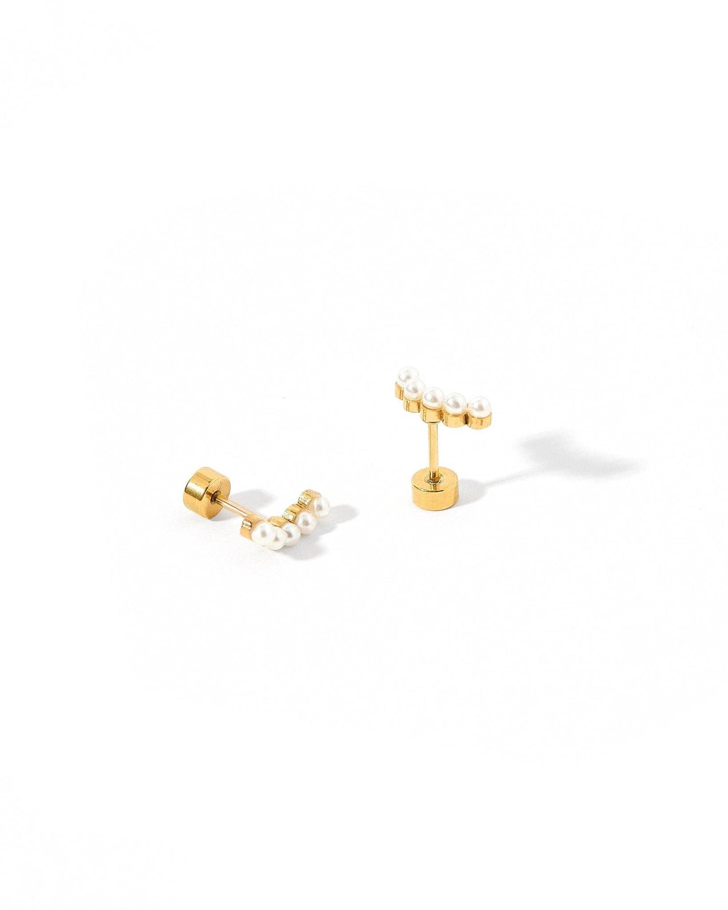 Screwback Stud Earrings - Abigail Pearl Gold