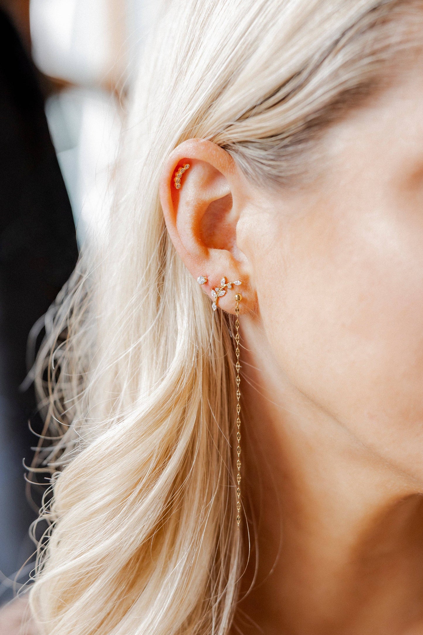 Screwback Stud Earrings - Chloe Climber Gold