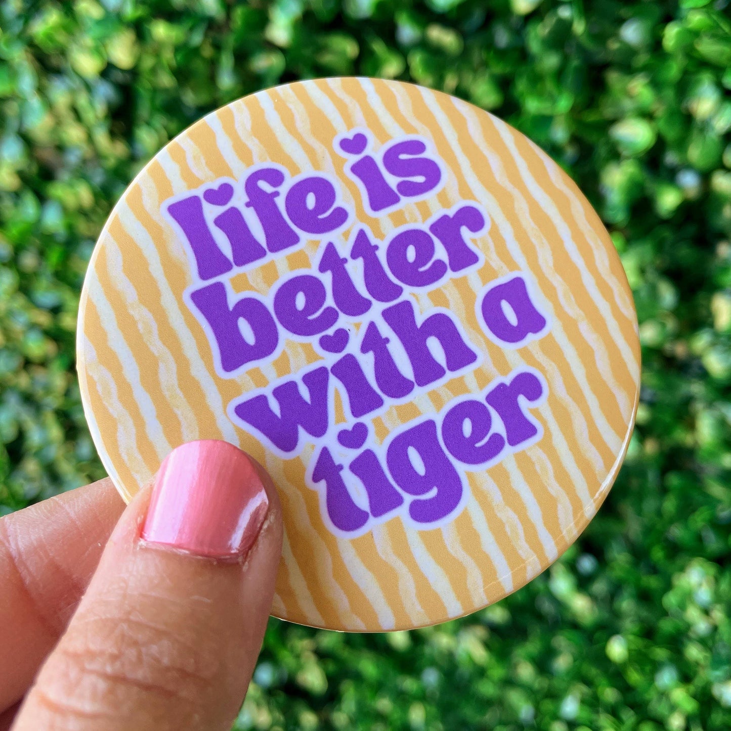 Better With - Tiger - Purple & Yellow - Game Day Button