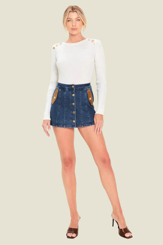 The Uptown Denim Skort