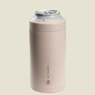 Beige HydroJug with a can on a white background
