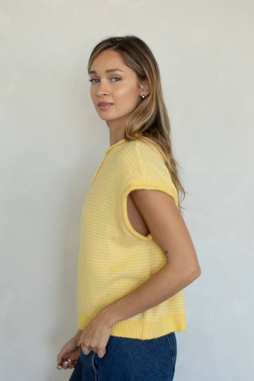 Piper Vest Cardigan - Pin Stripe