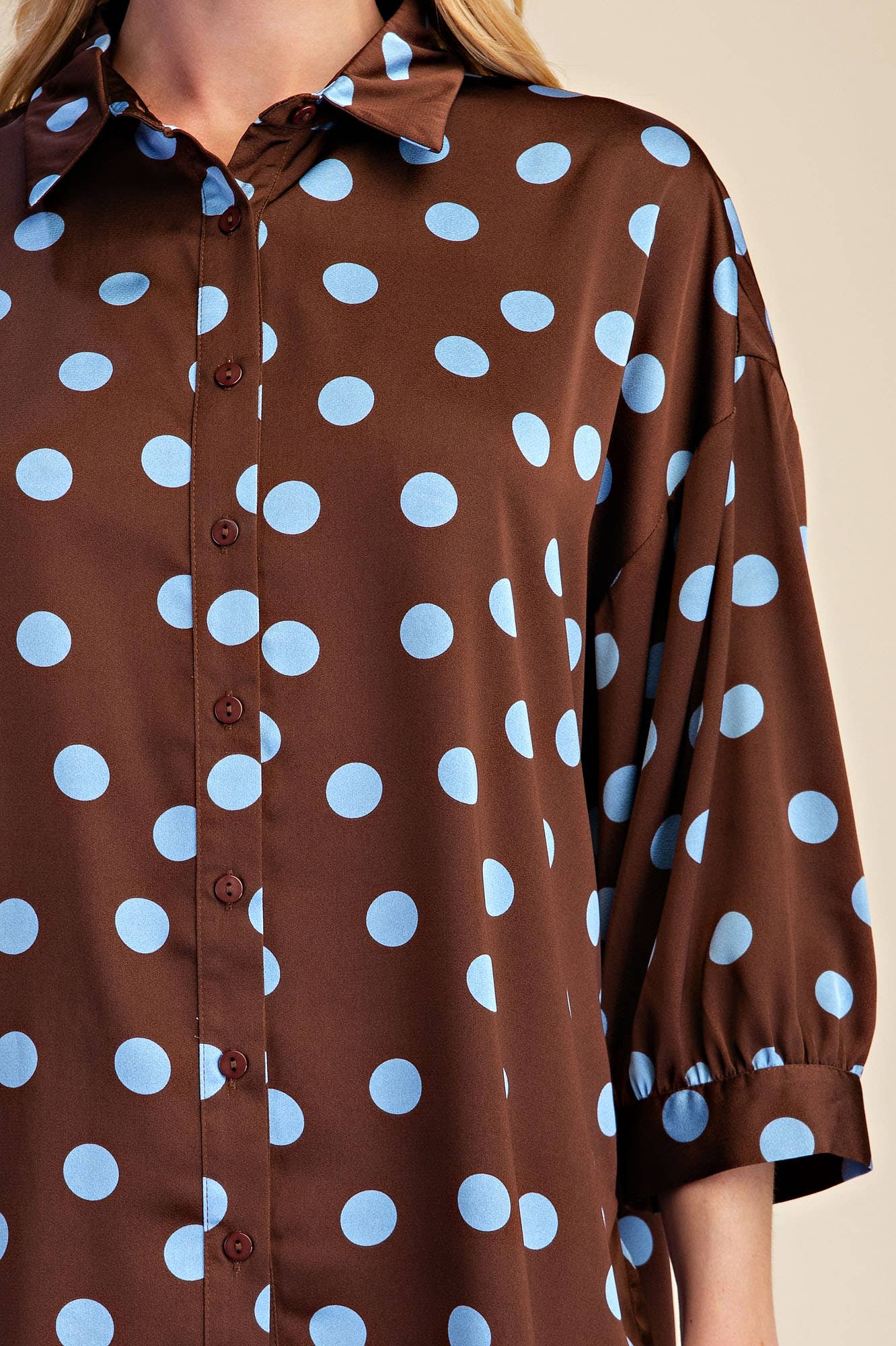 Camille Polka Dot Button Down Blouse